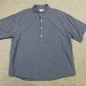 Vintage J Crew Oarsman Shirt Sz 2XL Plaid Popover Half Placket Blue Workwear